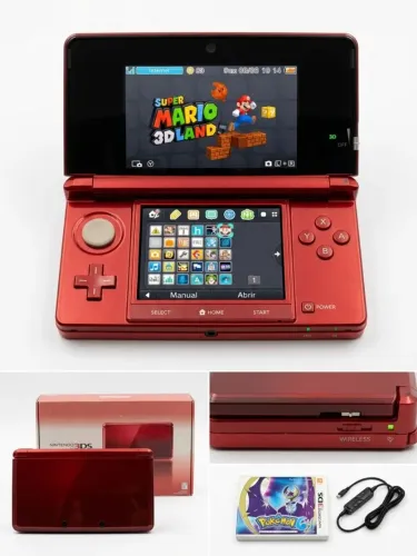 Nintendo 3Ds Vermelho + Caixa + Acessórios originais