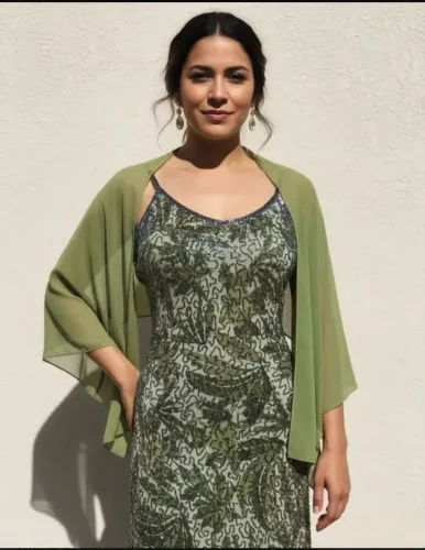 Vestido Verde Indiano Bordado