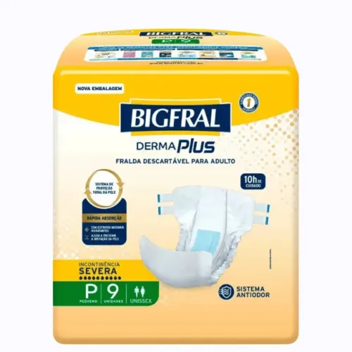 Fralda Geriátrica Bigfral Derma Plus Adulto P 9 unidades - NOVA LACRADA
