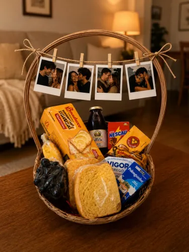 Cesta de presente | Café da manhã, chocolate e kits de presente