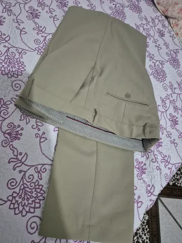 Calça Social Oxford Slim Bege