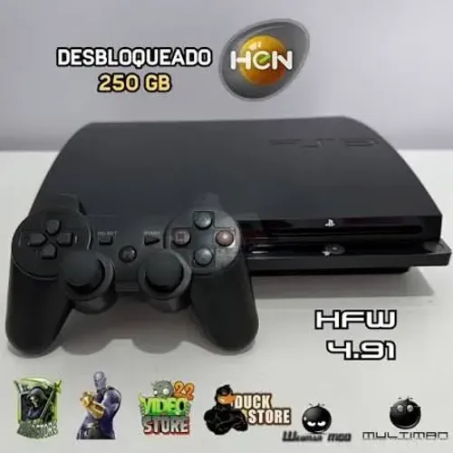 PS3 SLIM DESBLOQUEADO HEN DOIS CONTROLES 