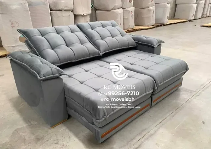 Sofá Retrátil e Reclinável Barcelona Euro Pillow 30cm Molas Ensacadas