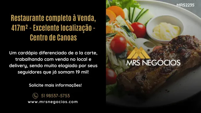Restaurante completo à Venda, 417m² - Excelente localização - Centro de Canoas