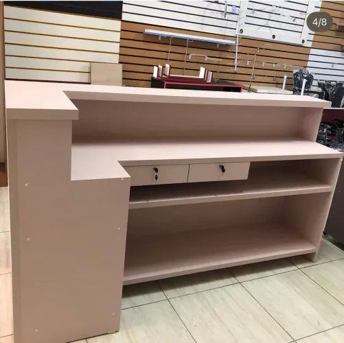 Balcão Caixa em MDF Rosé Ripado 2m | Moderno e Elegante | Semi Novo