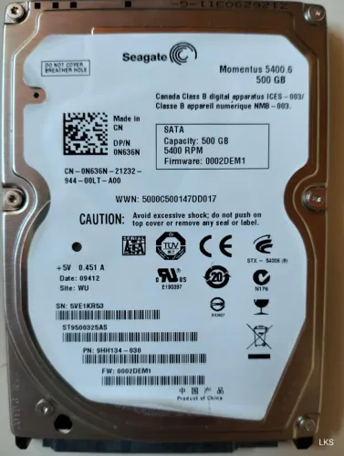 HD Danificado Seagate WWN:5000C500