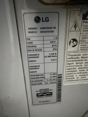 Ar Condicionado LG Smart Inverter 22.000 BTUs - Modelo USUQ242CSG3