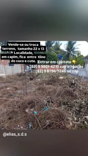 Vendo terreno, ou faço troca  