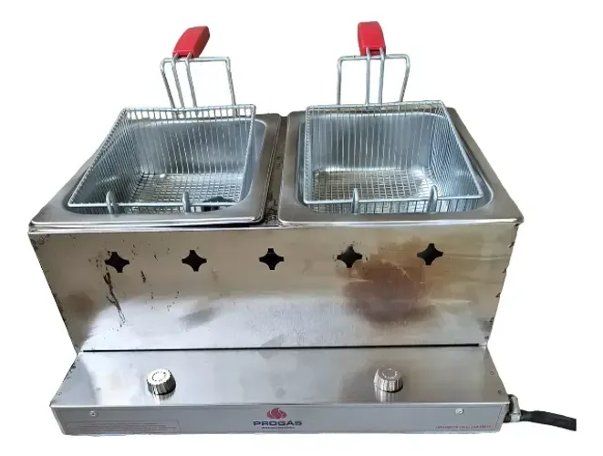 Fritadeira Industrial Inox A Gás Progás Pr-20g 10l 2 Cestos Prata / 5 kW / 1