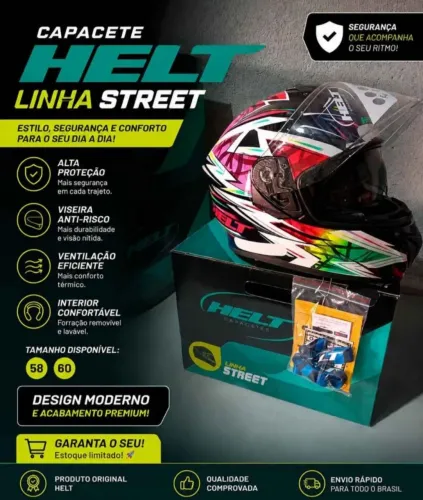 Capacete HELT AVANT GLASS.COR GRAFISMO TURBO