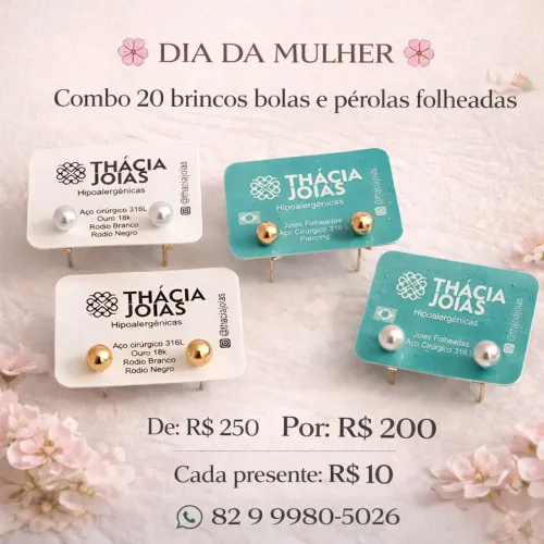 Combo 20 brincos bolas e pérolas/R$ 200/ mimo ou presente