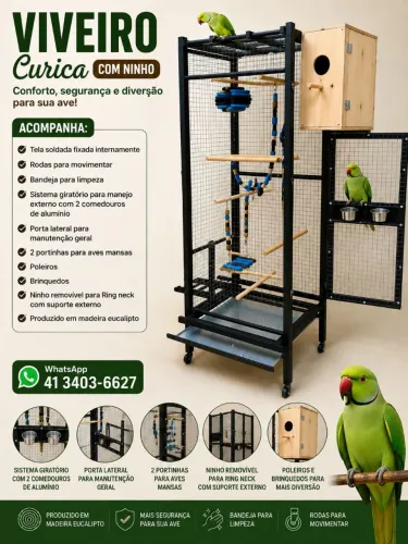Viveiro Curica com ninho para Ring neck 