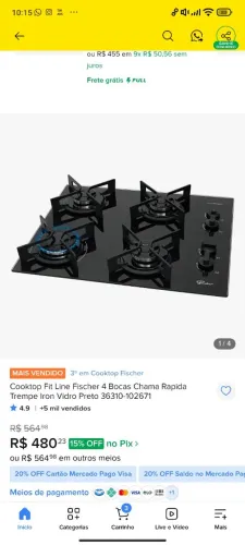 Cooktop fisher 4 bocas
