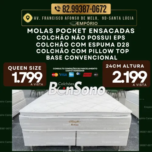 Cama queen size e king size base bipartida e colchao novos de fabrica molas pocket