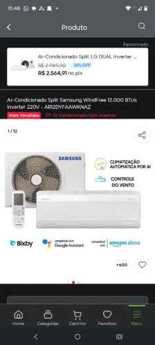 Ar condicionado Samsung 12.000 BTU