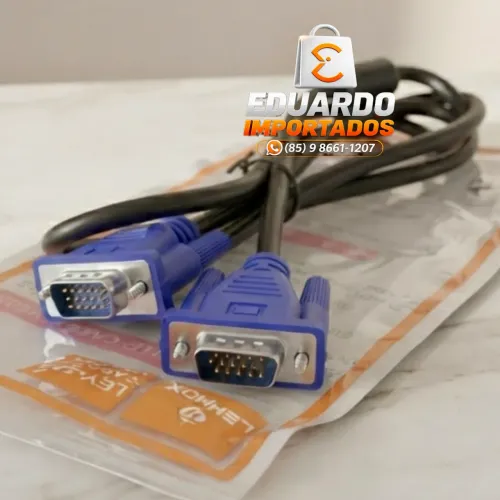 Cabo Conector Transmissor de Imagem Vídeo VGA para Monitor, Notebook, PC, TV, Game 1,5m