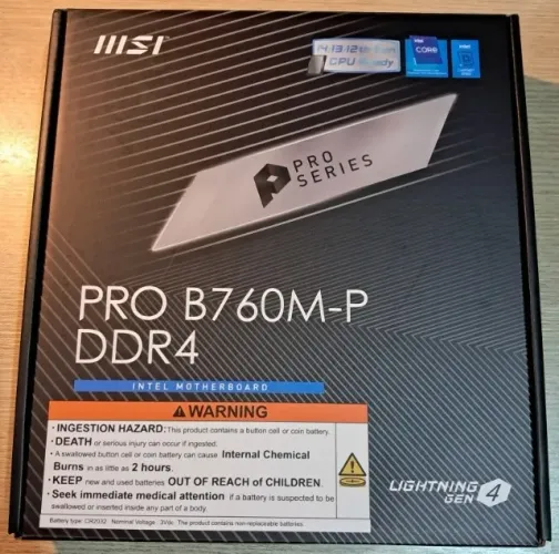 Caixa Vazia MSI PRO B760M-P DDR4 + Plástico Antiestático