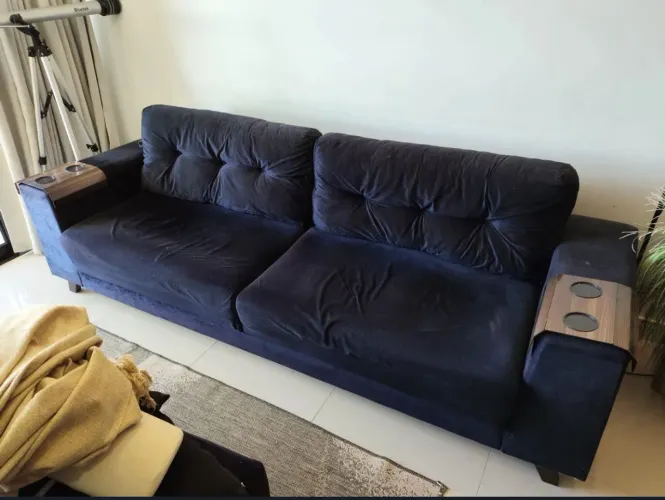 Sofá suede preto 2,5 m