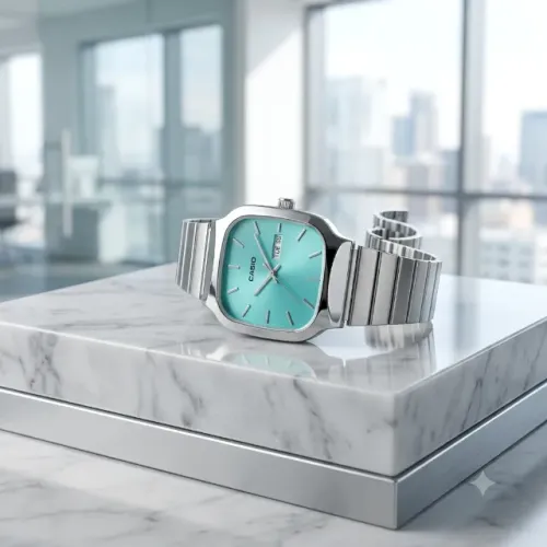 Relógio Cásio Vintage Prata/ Tiffany