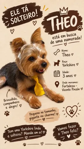 Yorkshire macho, 3 anos, procura namoradinha