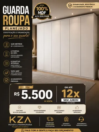 Guarda roupa 100% mdf planejado 12 X sem juros
