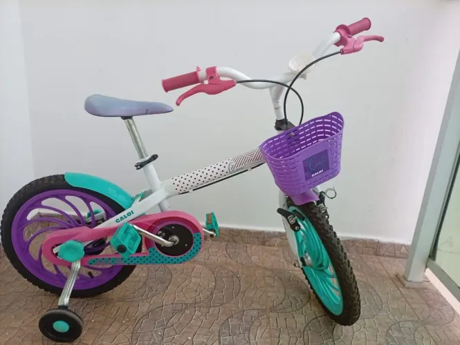 Bicicleta Caloi Ceci Aro 16 com Cestinha - Branca/Roxa