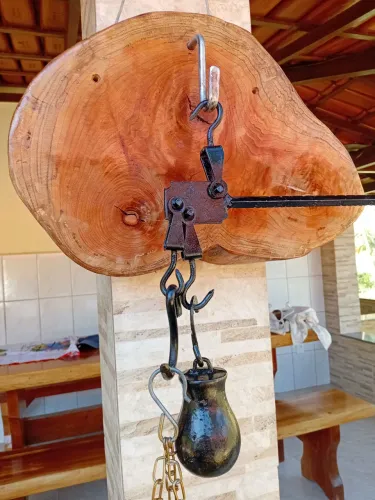Antiga balança de varão funcional relíquia raridade fazenda colonial