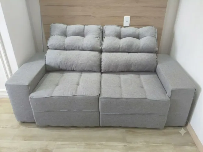 Sofa Linho Cinza Retrátil