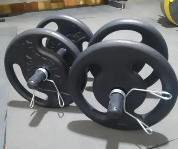Barra Halteres + 20kg Anilhas Ferro