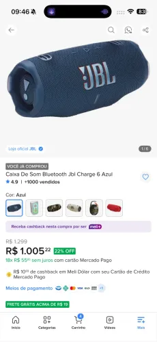 JBL Charge 6 na garantia do fabricante 