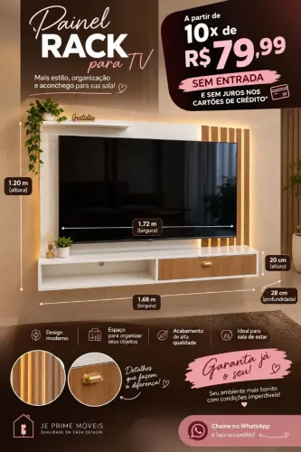 Painel até 65 polegadas em mdf