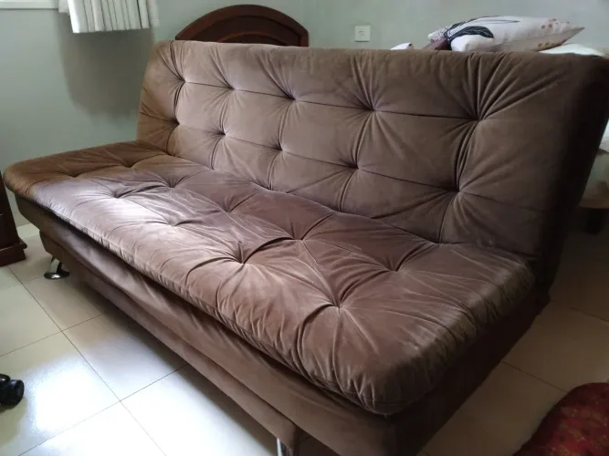 Sofá-Cama Casal Marrom Suede