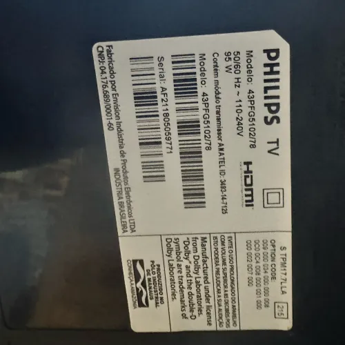 Tv Philips model 43PFG5102/78 tela quebrada para peças