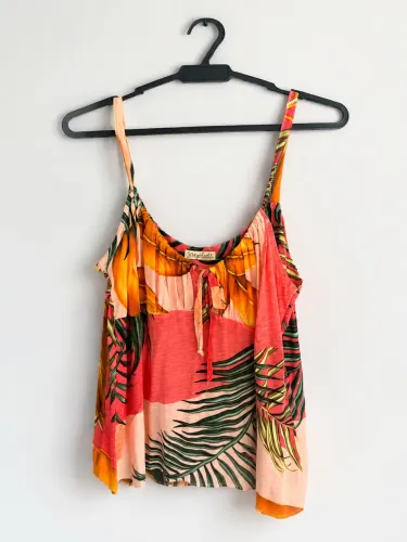 Blusa Feminina Estampada Tropical com Alcinha - Tam. 46