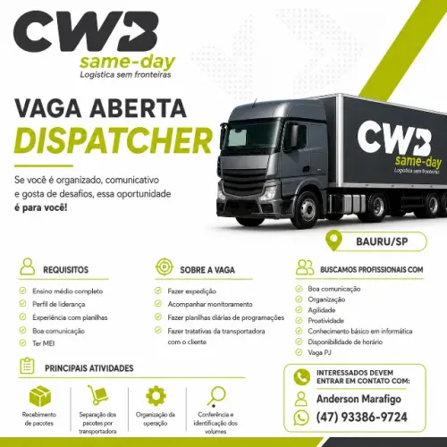Vaga para Dispatcher - Bauru/SP