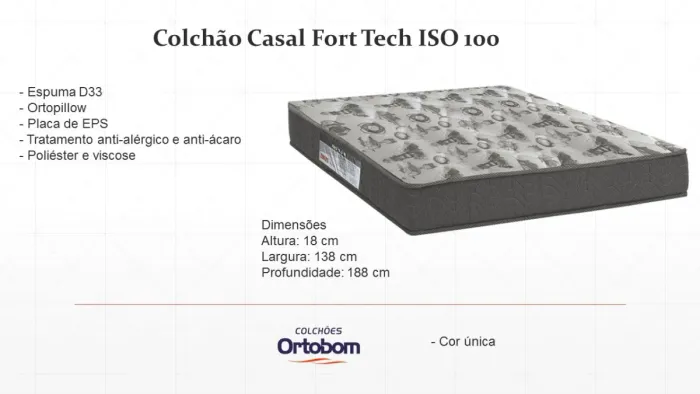 Colchão casal Ortobom iso100 espumas d33 / pague na entrega / entregamos em 24h