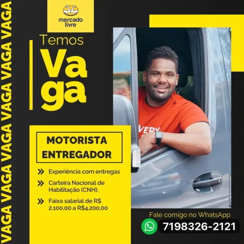 Vaga para motorista entregador