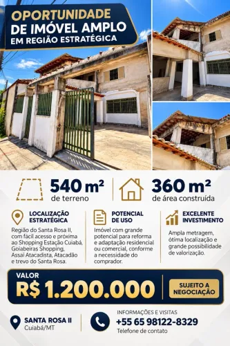 Imóvel amplo 540 m² à venda - Santa Rosa II, Cuiabá
