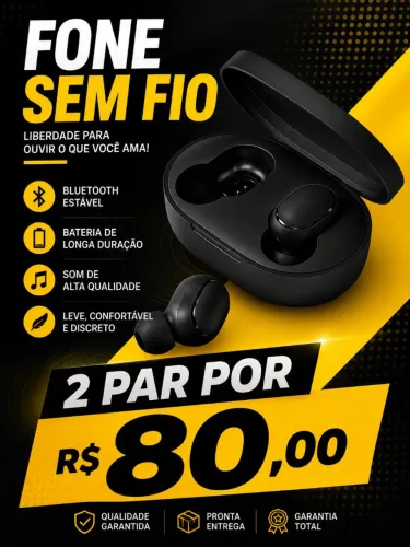 PROMOÇÃO IMPERDÍVEL: 2 FONES BLUETOOTH POR APENAS R$80,00!