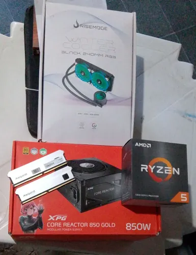 Kit Upgrade AM4: Ryzen 5 5600 + 32Gb DDR4 + Fonte 850w Gold + Water Cooler 240mm