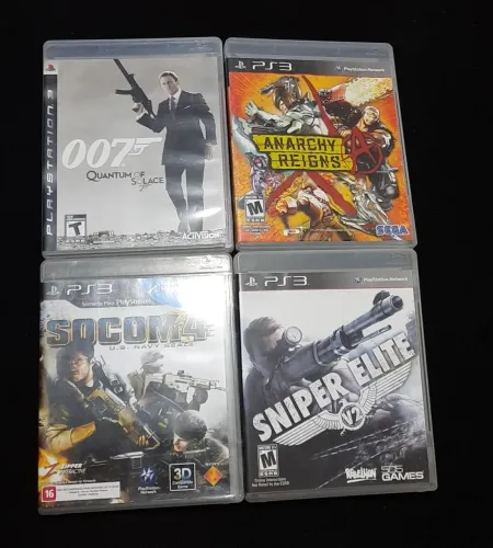 Lote 4 jogos de ps3 - 007 Quantum of solace, Socom 4, Sniper elite V2, Anarchy reigns