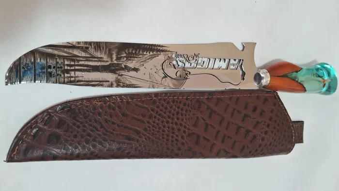 Faca churrasco no aço inox 10 polegadas com tema Pescador 