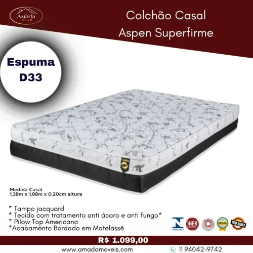 Colchão Casal Aspen Superfirme - à pronta entrega