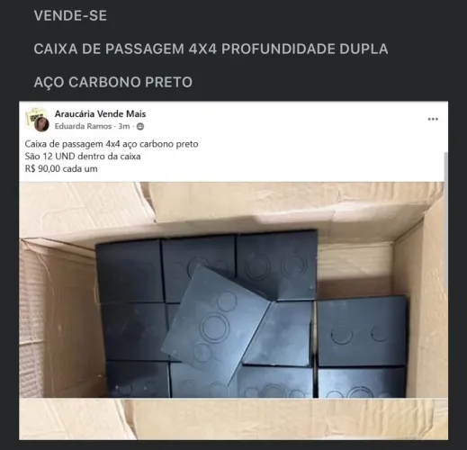 Caixa de passagem 4x4 aço carbono preto