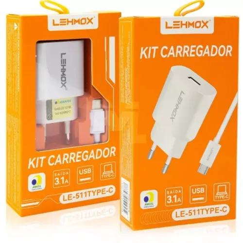 Carregador Rápido Tipo C Lehmox LE-511 - Novo na Caixa