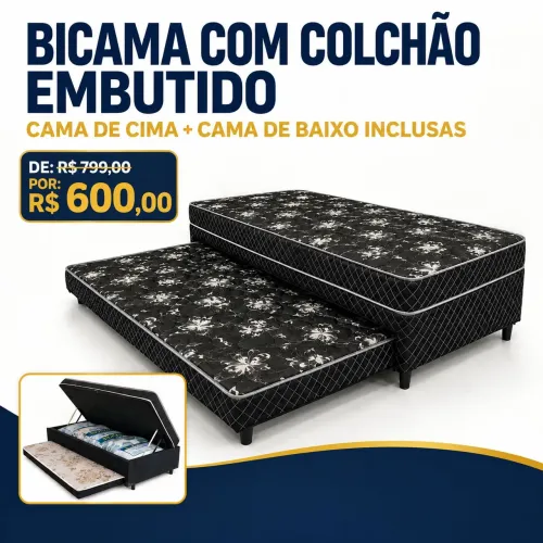 Bicama com colchão embutido