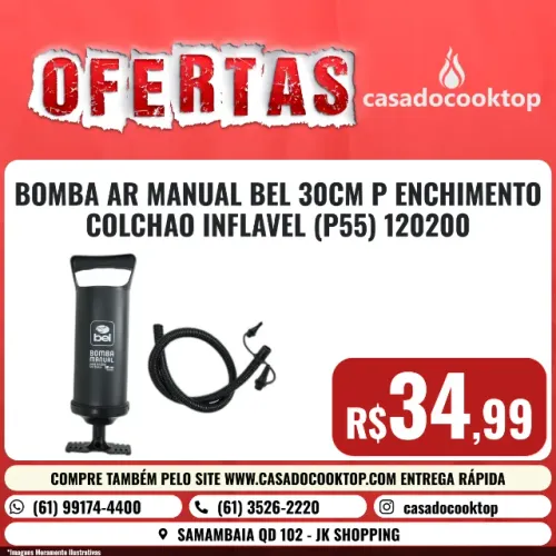 BOMBA AR MANUAL BEL 30CM P/ ENCHIMENTO COLCHAO INFLAVEL (P55) 120200