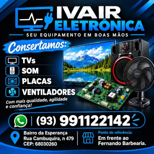 Assistência Técnica em Eletrônica - Conserto de TV, Som, Placas e ventiladores