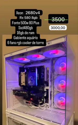Pc gamer xeon 2680 v4 forte com placa de vídeo