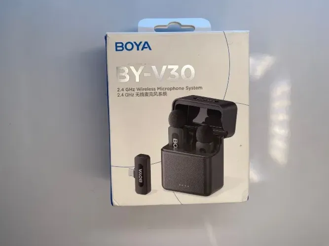 Microfone De Lapela Boya By-v30 Android/ios Usb C Preto